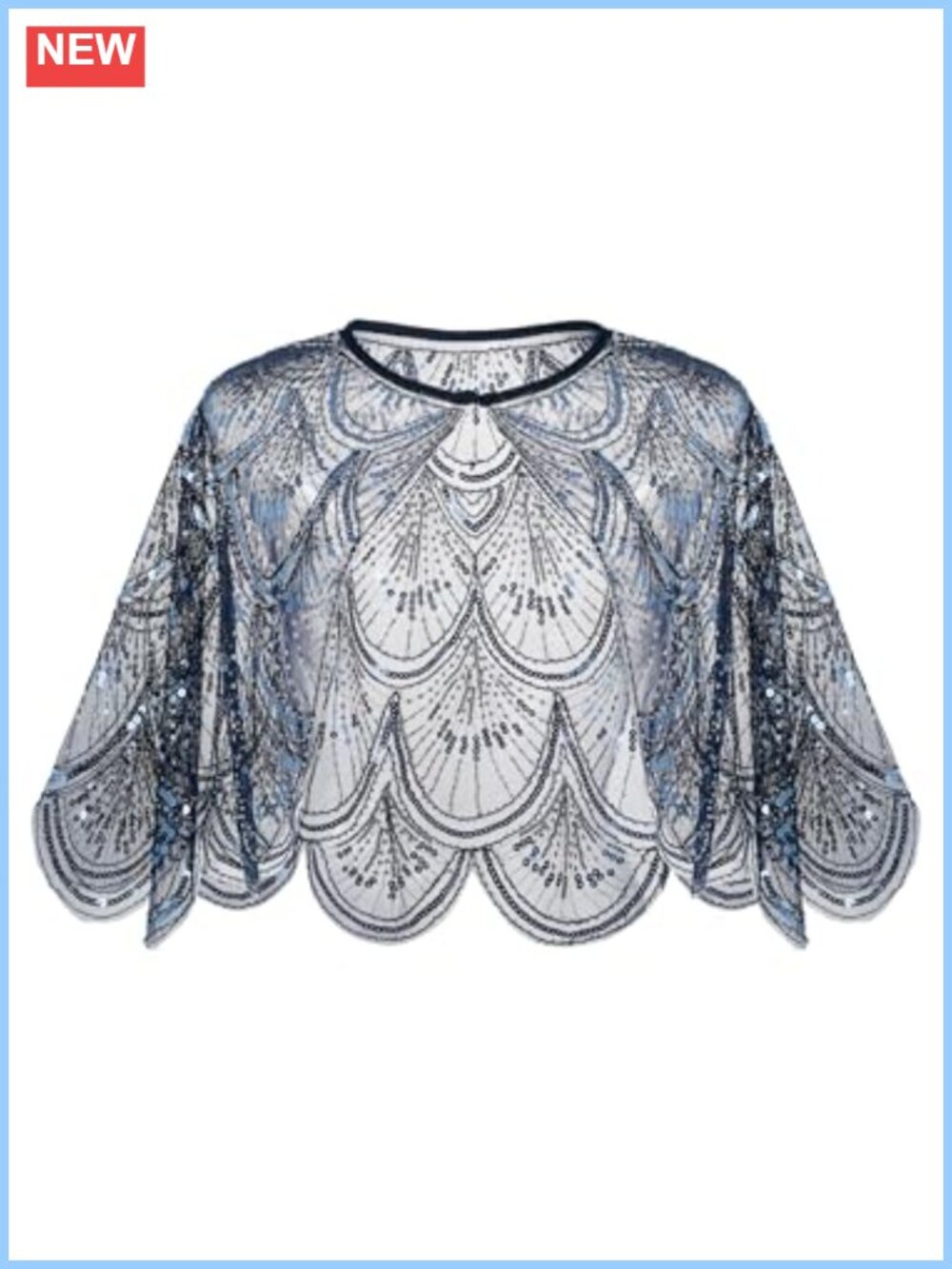 Beaded Sequin Shawl Wrap for Women Vintage Gatsby Party Cover Up